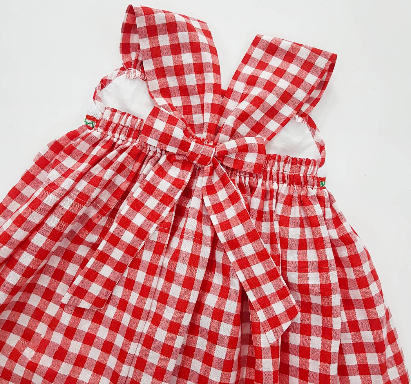 Angeline Kids - Wholesale Dress - Kids - Baby Girls Summer Strawberry Red Gingham Smocked Sun Dress1