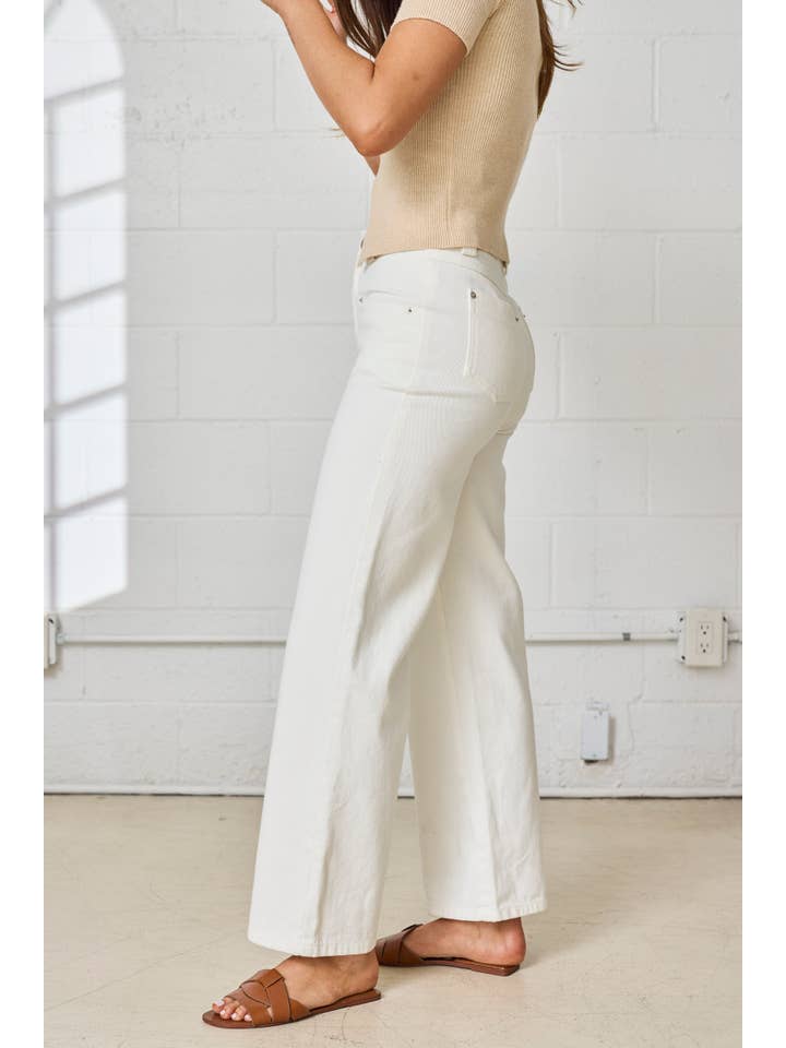 White PP18380 - Elena Straight Fit Pants for wholesale on Faire