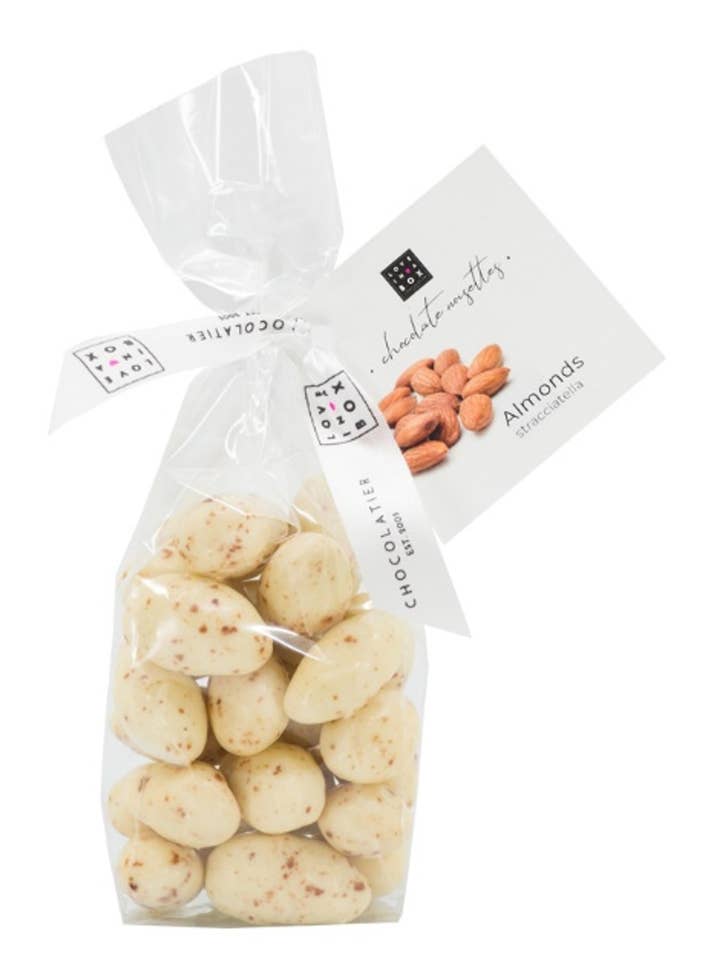 Chocolate Covered Almonds - Stracciatella for wholesale by Love in a Box Chocolatier