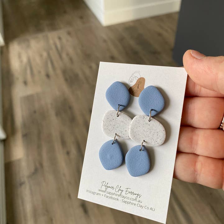 Sapphire Clay Co AU - Wholesale Dangle earrings - Organic Drop Pebble1
