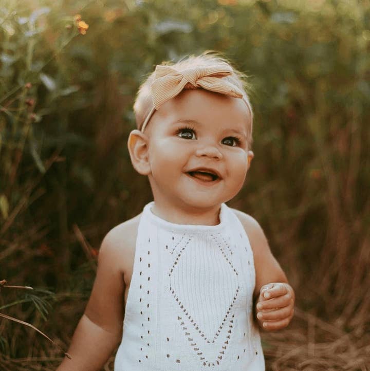 Bailey's Blossoms - Wholesale Bodysuit (Non-Footed) - Baby - Drake Crochet Halter Romper - Gardenia0