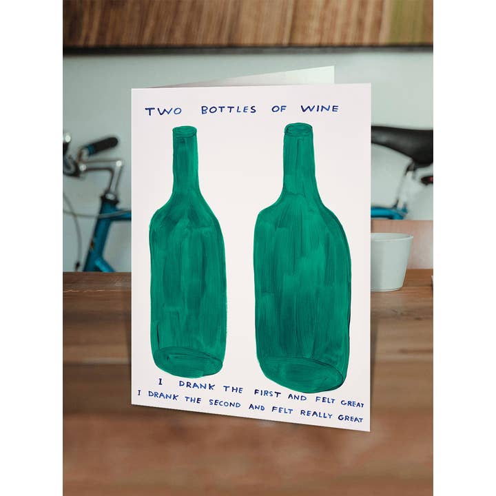 David Shrigley x Brainbox Candy - Wholesale Everyday Greeting Card - Funny Greetings Card By David Shrigley - Two Bottles of Wine