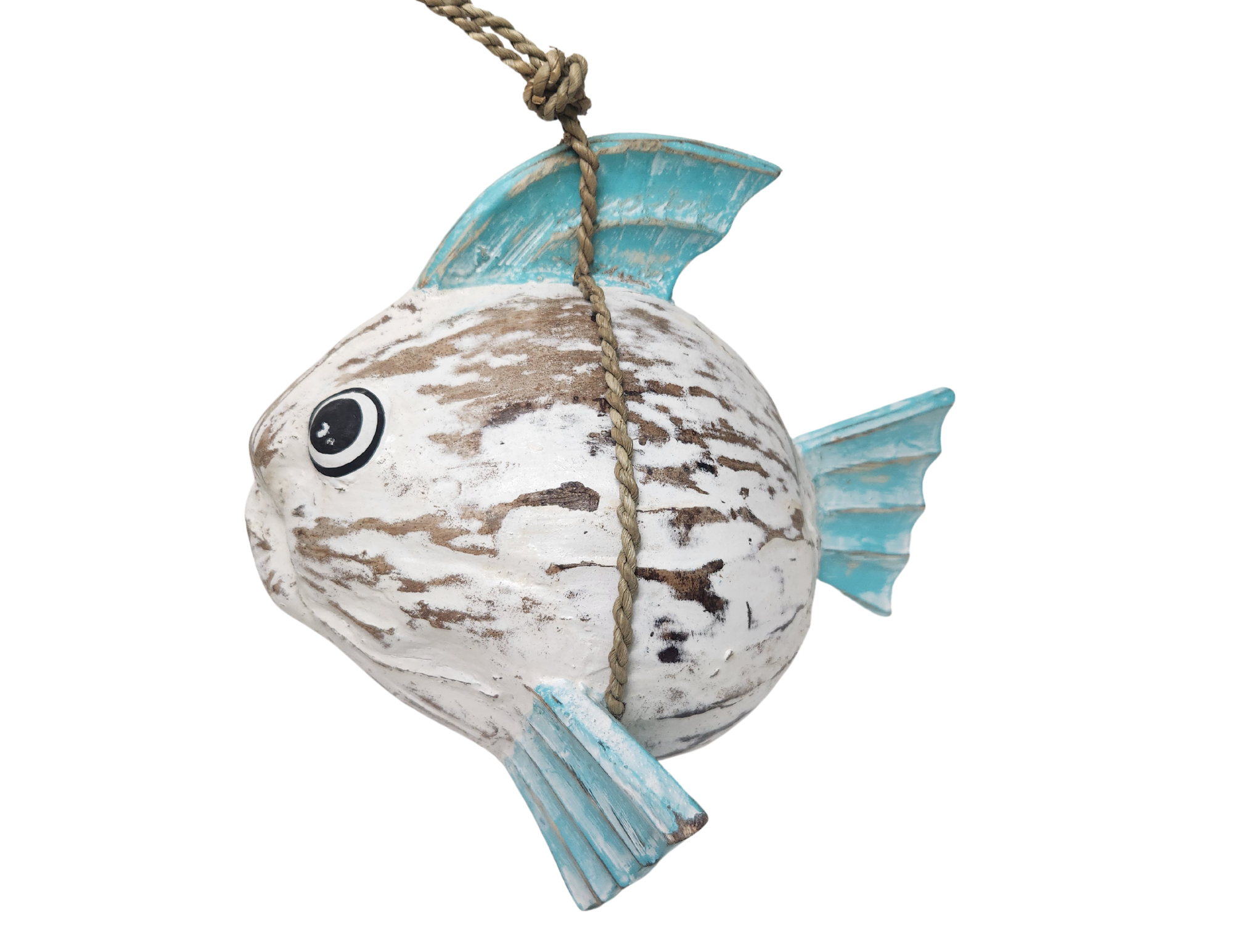 White Elephant - Wholesale Sculpture - Hand Carved Coconut FISH Table Top Art Carving 0