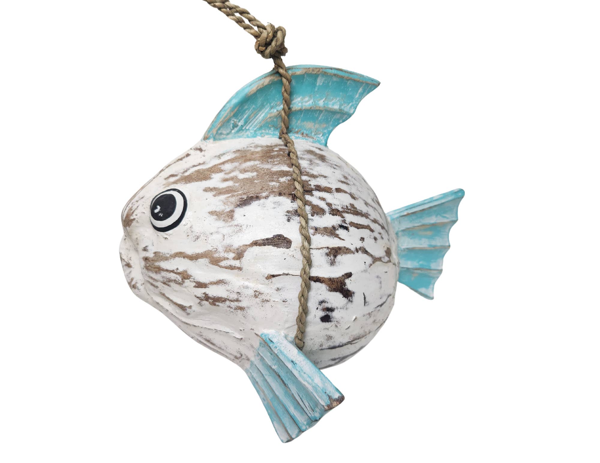 White Elephant - Wholesale Sculpture - Hand Carved Coconut FISH Table Top Art Carving