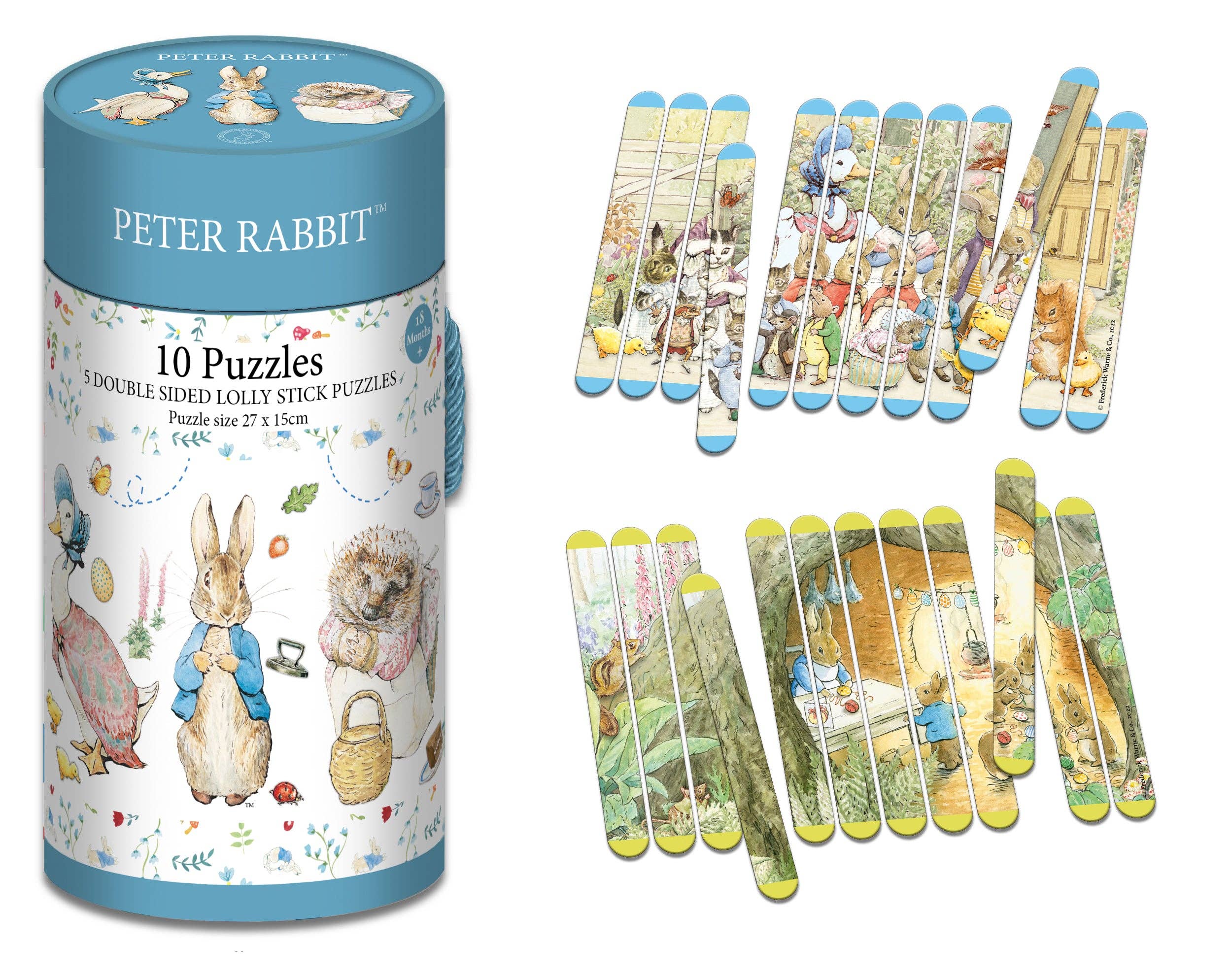 Robert Frederick Ltd – wholesale Pussel - Barn – Peter Rabbit Klubba Pussel - För åldrar 18 månader till 5 år – Dubbelsidigt pusselkul1