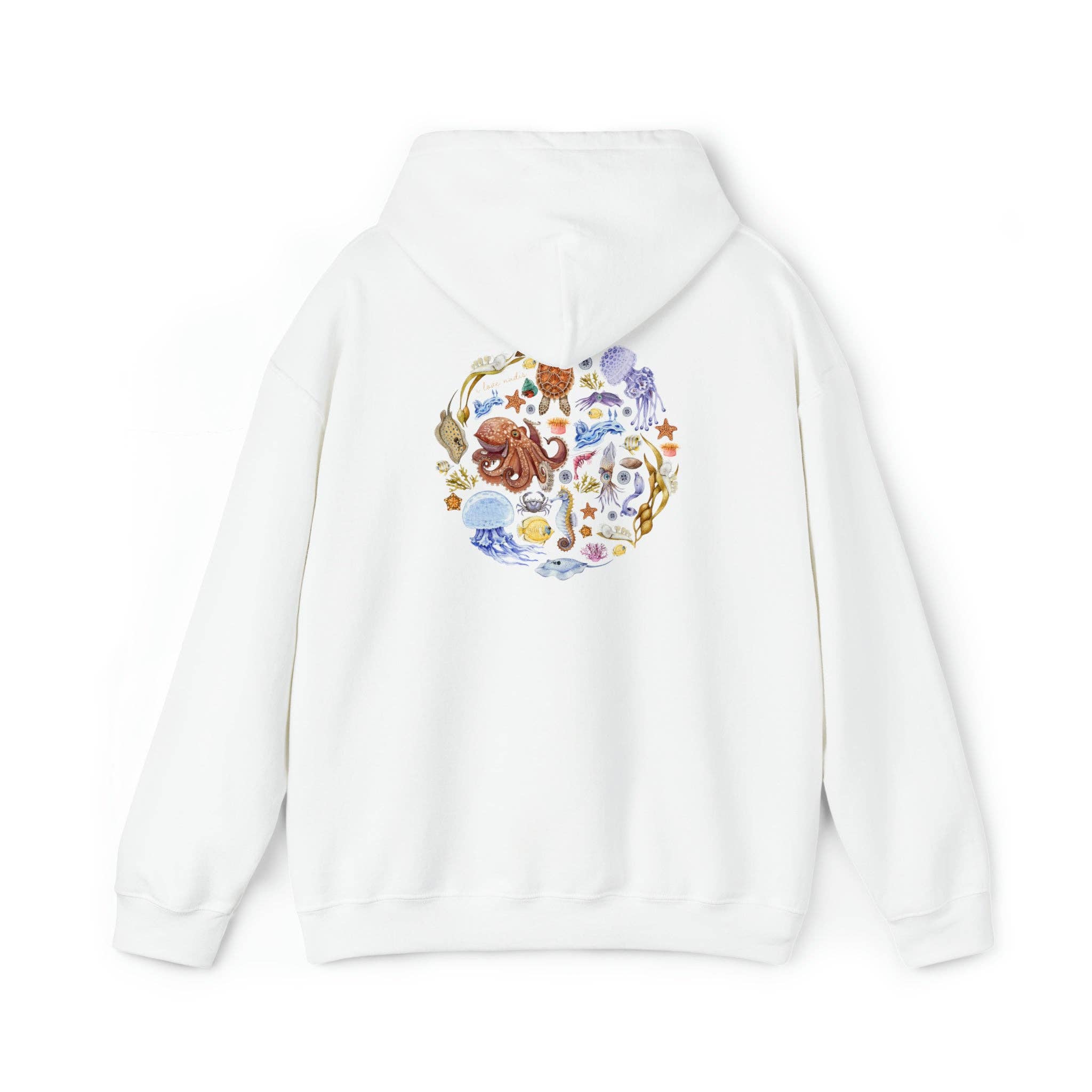 I LOVE NUDIS - Wholesale Hoodie - Unisex - I LOVE NUDIS™ Watercolor Ocean Creatures Hooded Sweatshirt7