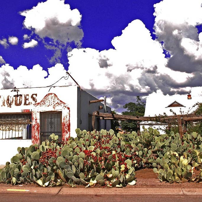 Antiques Building Everyday Greeting Card for wholesale by Ann Woodall Studios