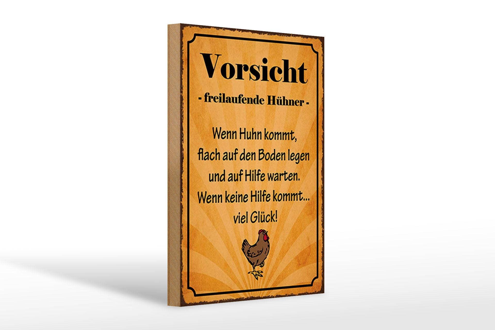 Femer – Großhandel Schilder – Holzschild Spruch 20x30 cm Vorsicht freilaufende Hühner Deko Schild wooden sign0