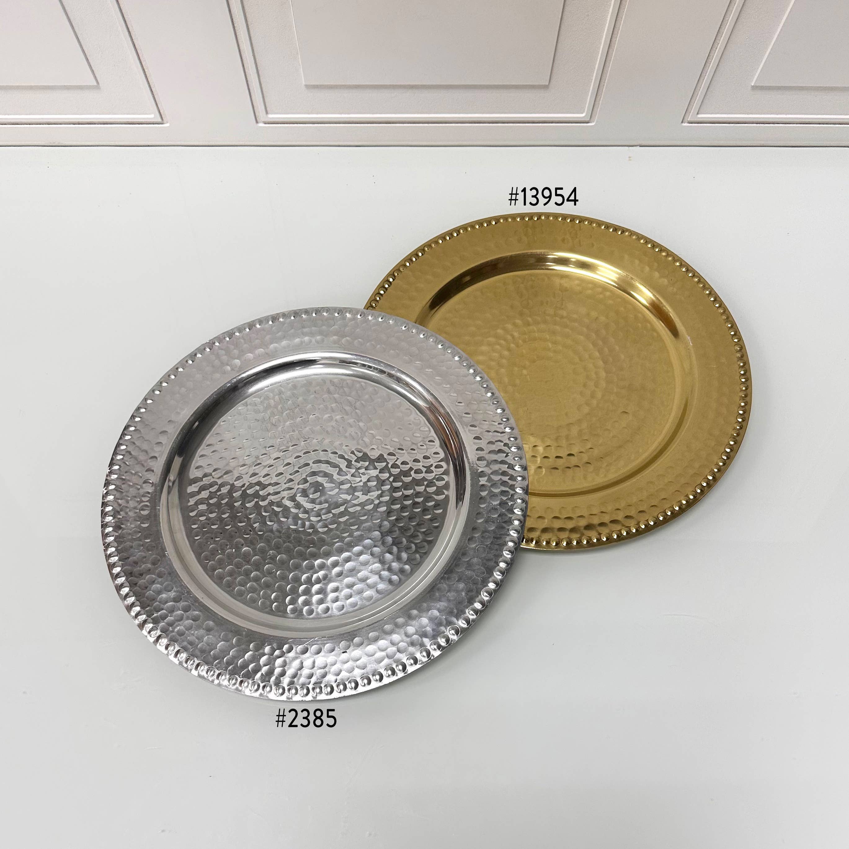 India Handicrafts Inc - Wholesale Charger Plate - Beaded Border Hammered Charger6