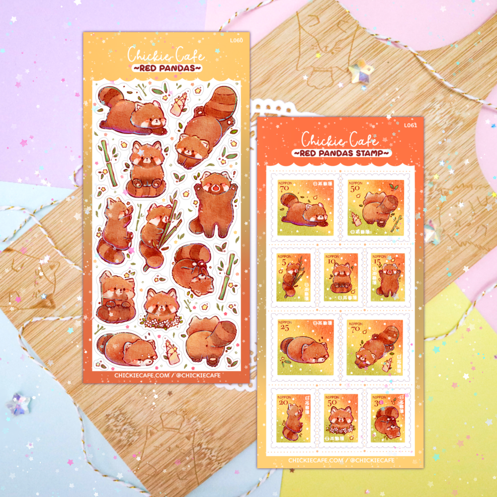 Chickie Cafe - Wholesale Sticker - Red Panda Stamps Sticker Sheet4