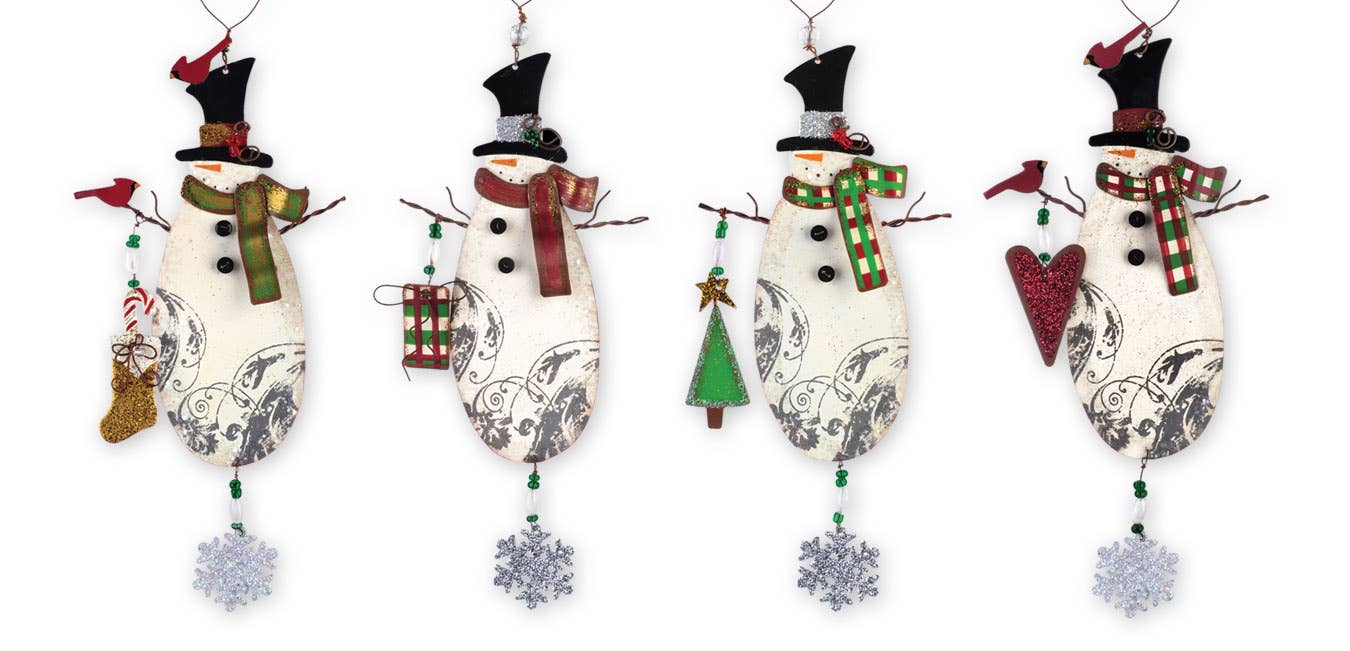 Sunset Vista Designs - Wholesale Ornament Set - Christmas Vintage Snowman Ornament 2 Asst1
