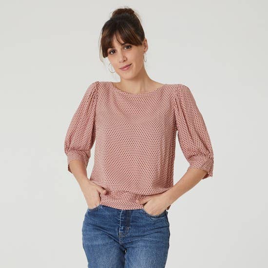 Coralie Bijasson – Kit de costura artesanal por atacado – Molde Ermine - Blusa com mangas largas estilo balloon - tamanhos 34 a 4814