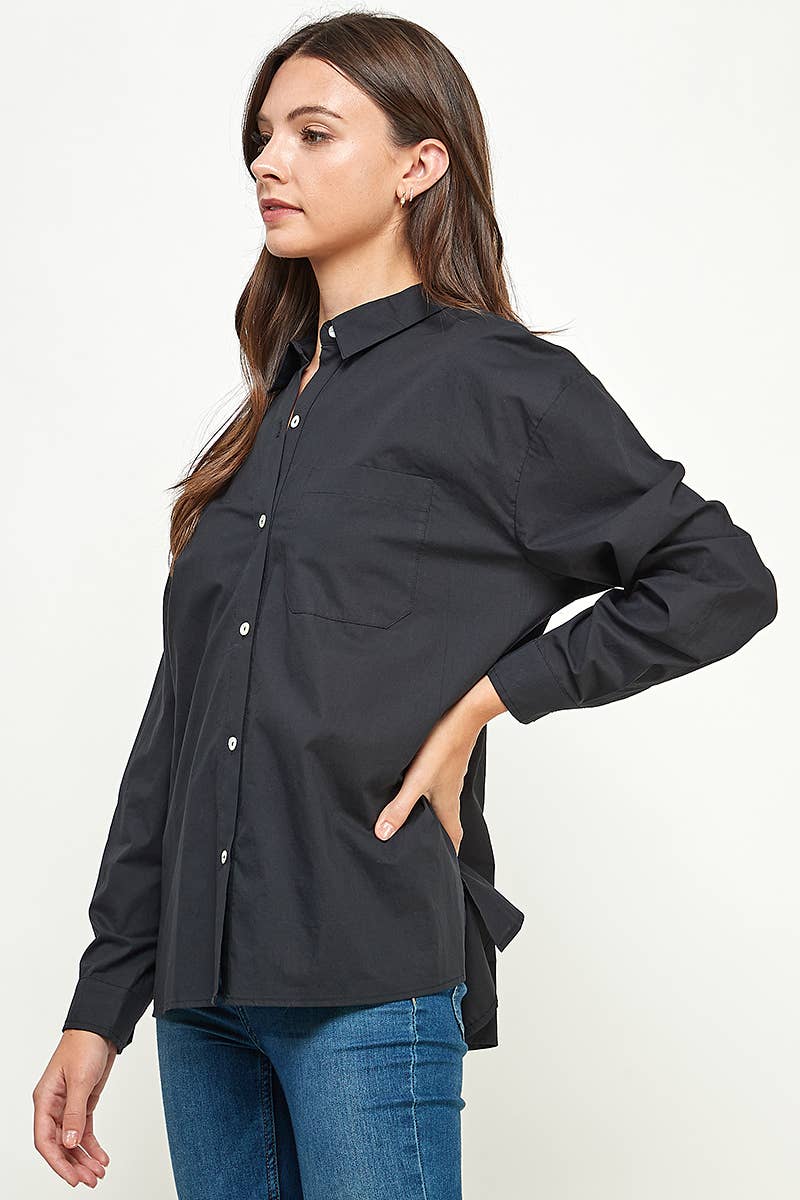 FUN2FUN - Wholesale Button Down Shirt - Women's - POPLIN COTTON BUTTON DOWN POCKET SHIRT16