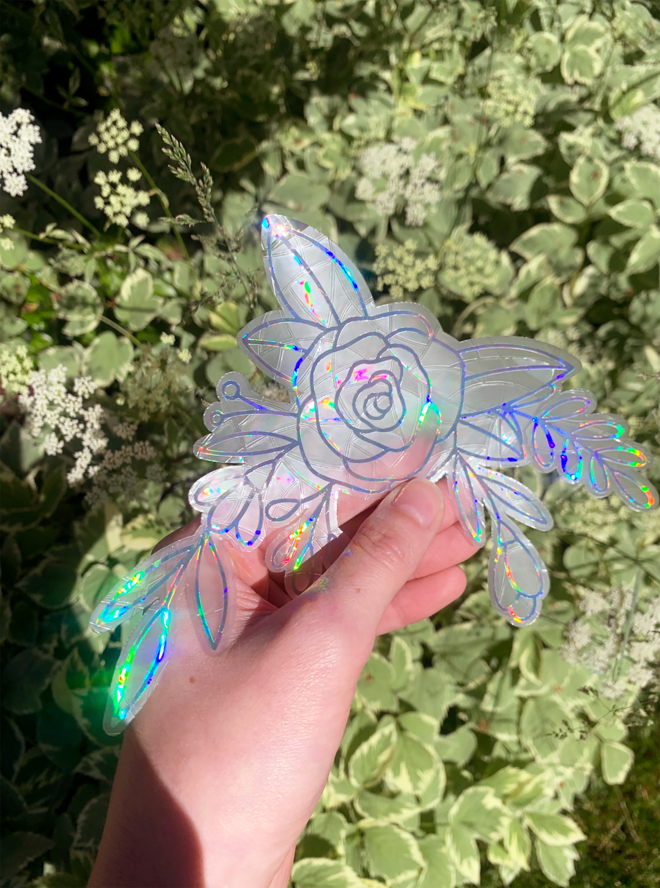 Simply Livy - Wholesale Suncatcher - Floral Rose Suncatcher Window Cling, Rainbow Maker 4