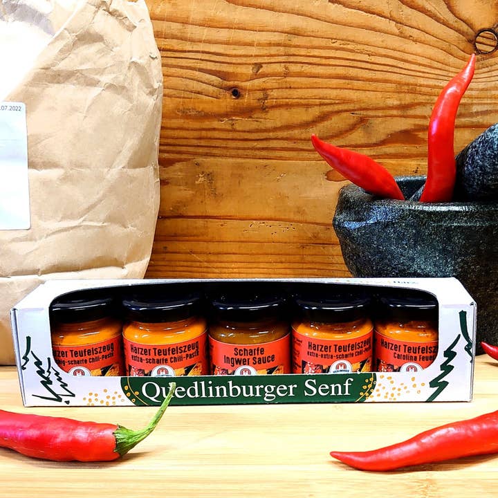 Chili-Probier-Set für den Großhandel von Quedlinburger Senf