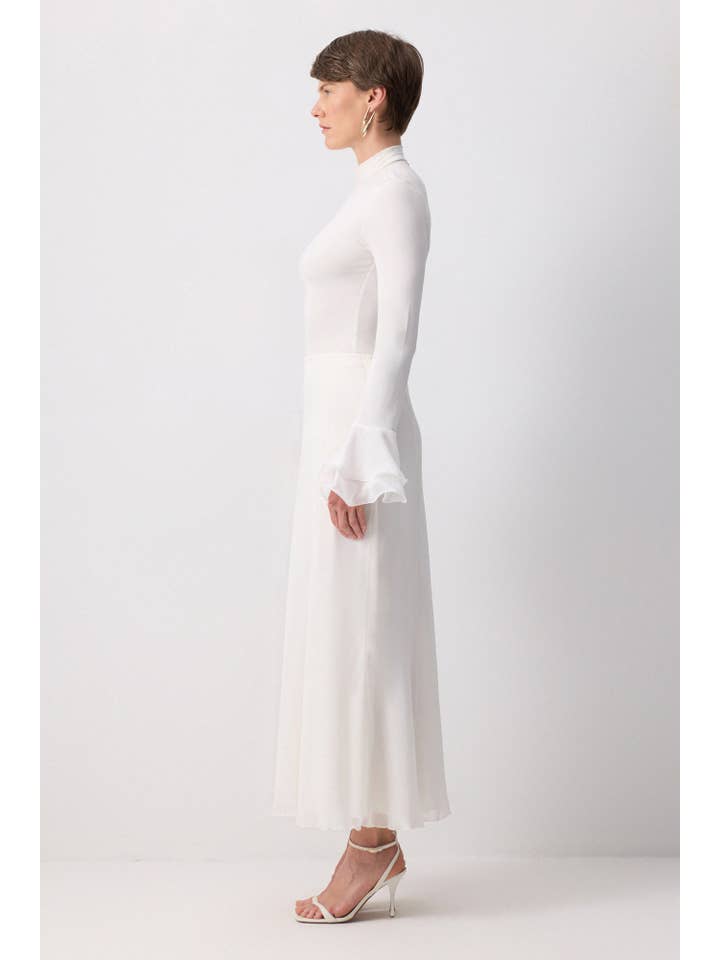 Cream ELEGANT CHIFFON A-LINE WITH ELASTIC WAIST for wholesale on Faire1