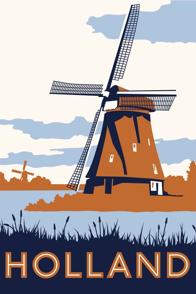 Multi Color Vintage Holland Travel Cool Wall Decor Art Print Poster Art Print Poster for wholesale on Faire0