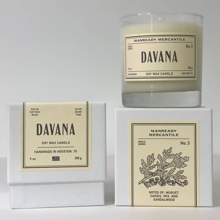 Manready Mercantile - Wholesale Jar/Filled Candle - THE NOBLE SERIES SOY CANDLE | DAVANA