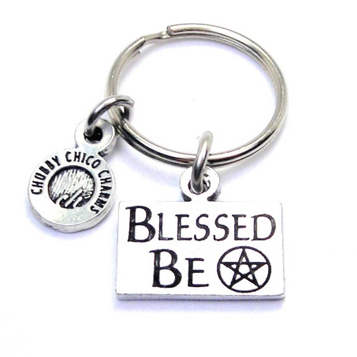 Blessed Be With Pentacle Key Chain Wiccan Pagan Witch Wizard for wholesale by Chubby Chico Charms