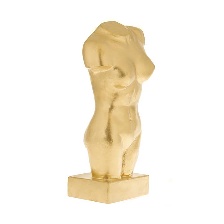 Statue moderne en forme de corps de femme, 41 cm/16,1 pouces, dorée pour la vente par ARTIA LTD