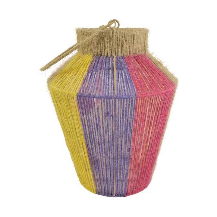 Lantaarn Jute bol yellow- M for wholesale by DRYdecorations