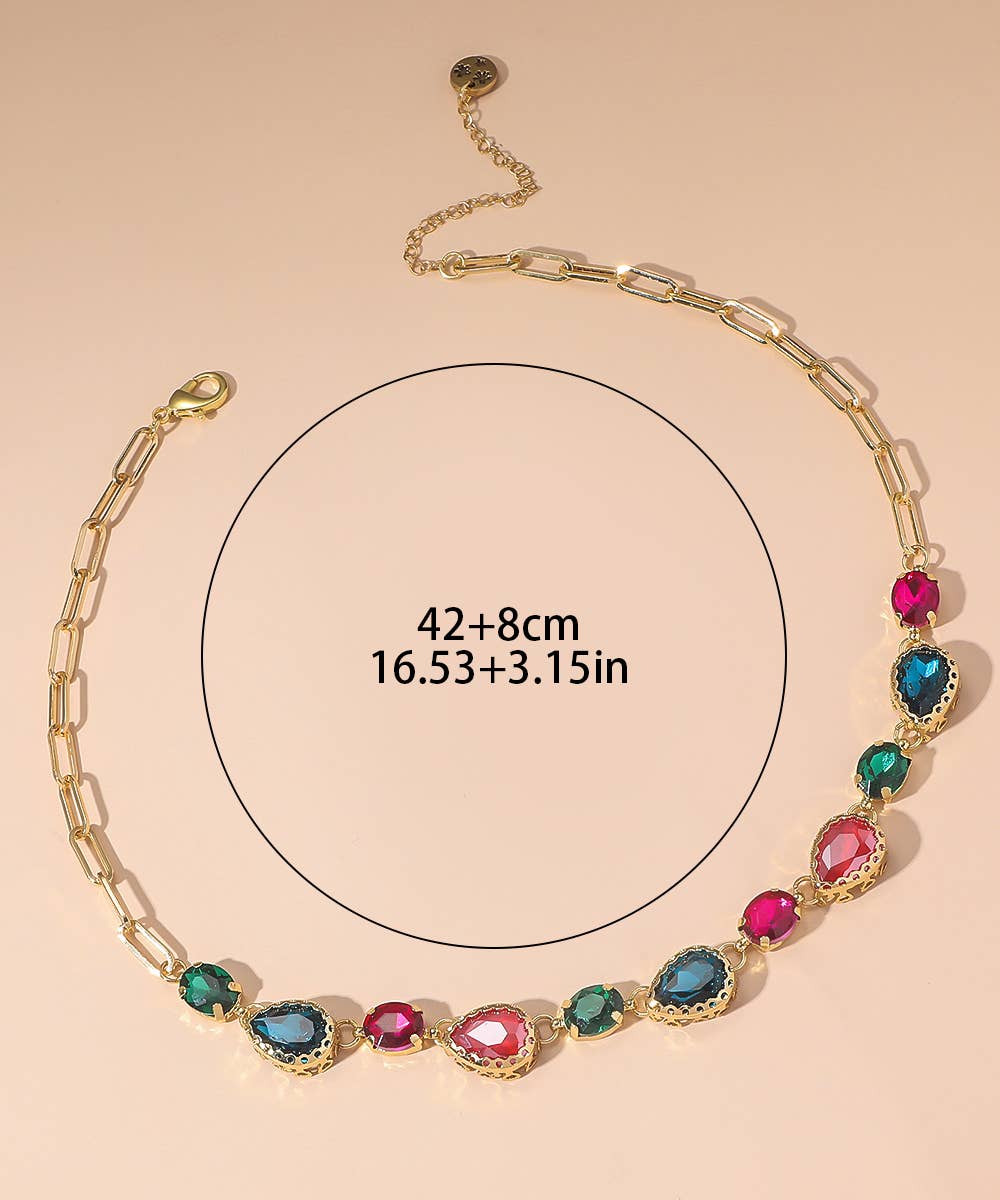 Blossom bijoux - Wholesale Halskettinghanger - Blossom bijoux ketting met kristal- en gouden metalen strass steentjes 25AHCC2038