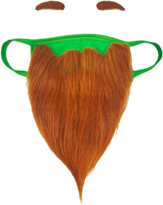 Infinite Basics – wholesale Protective face mask/shield – St Patricks Day Beard Face Mask and Green Hat Leprechaun Costume for Adults5