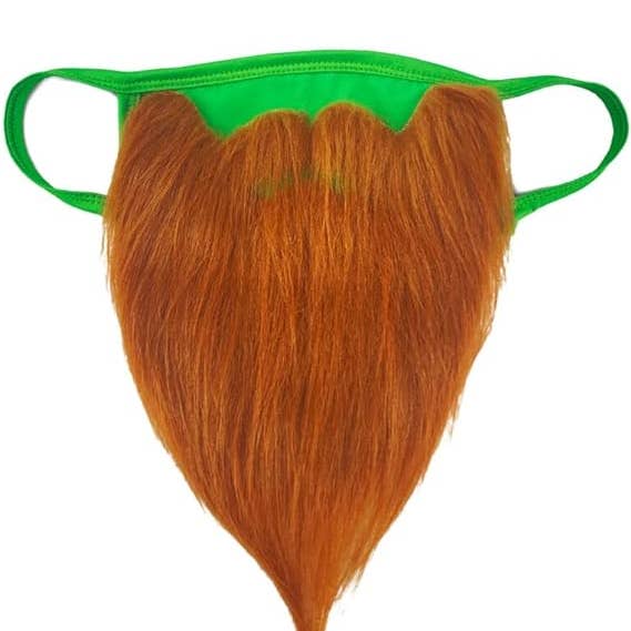 Infinite Basics – wholesale Protective face mask/shield – St Patricks Day Beard Face Mask and Green Hat Leprechaun Costume for Adults5