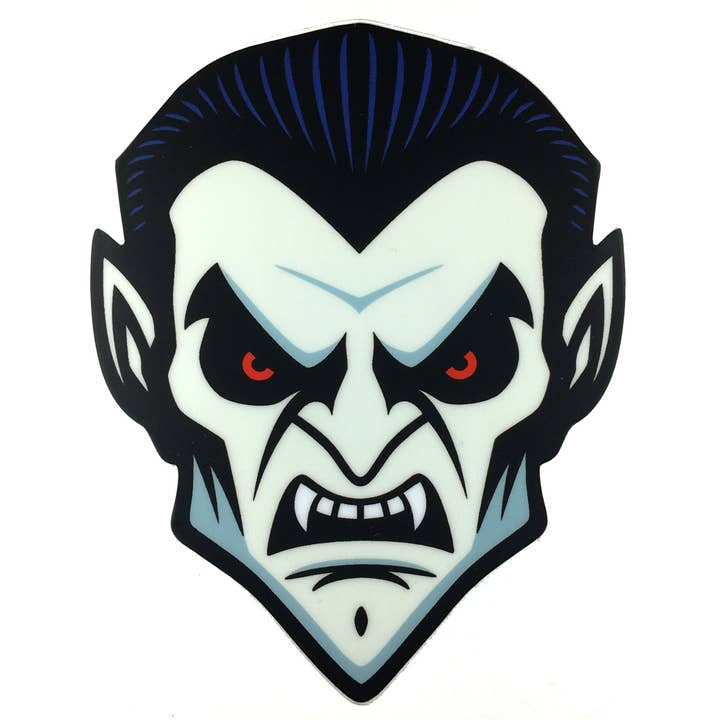 Dracula head sticker for wholesale by Monsterologist