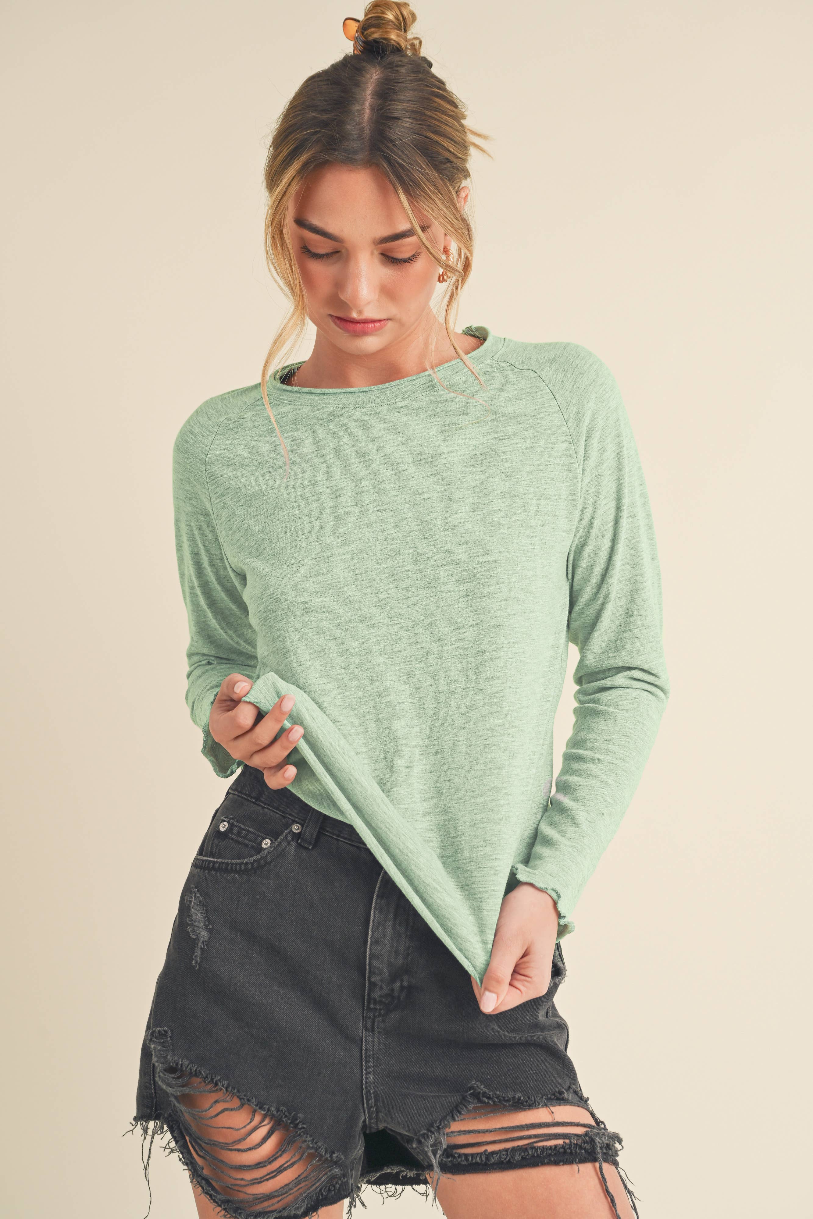 AEMI + CO - Wholesale Knit Top - Women's - 8288DN Gwen Baby Long Sleeve Top 545