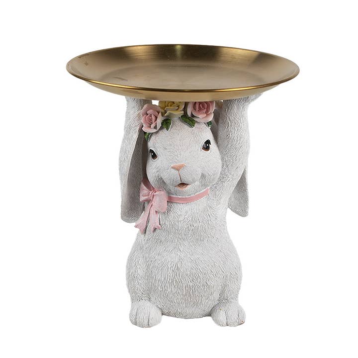 Clayre & Eef - Wholesale Decorative Figurine - Decorative Figurine Rabbit Ø 21x23 cm White Plastic