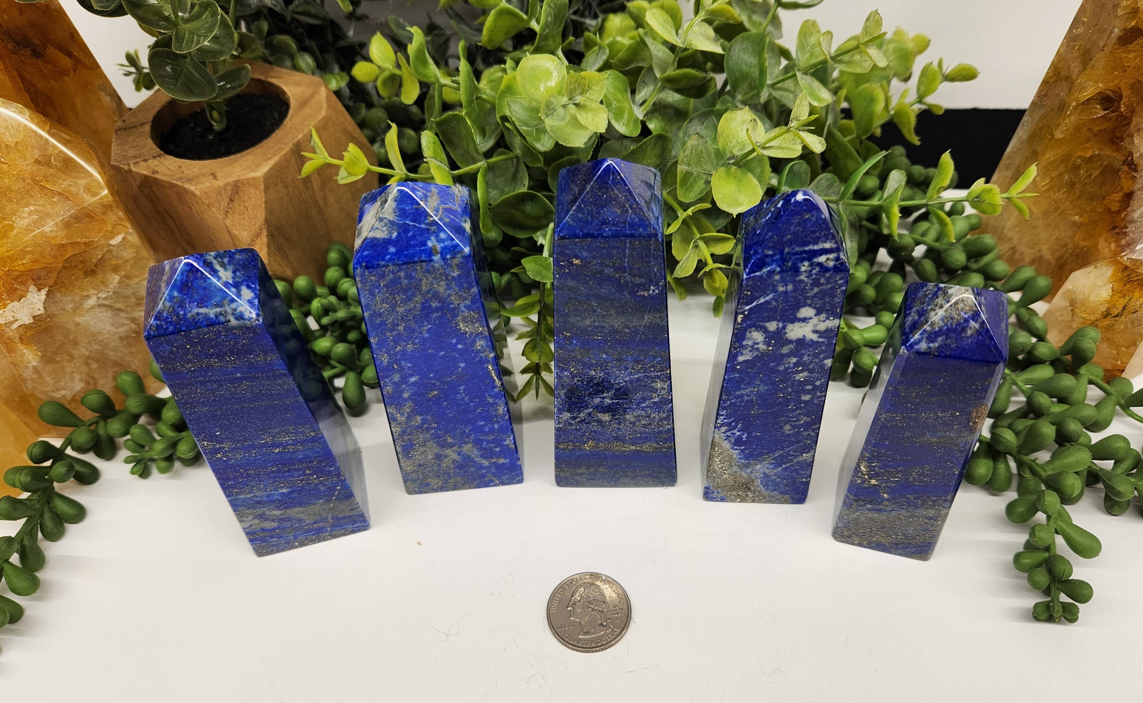 Meraki Gemstones - Venta al por mayor Piedras/cristales espirituales - Torre Obelix de 4 lados con lapislázuli3