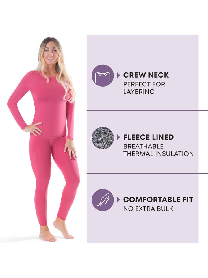 Rocky - Wholesale Sleepwear Set - Women's - Rocky Women's Base Layer Top & Bottom Thermal Pajamas Set