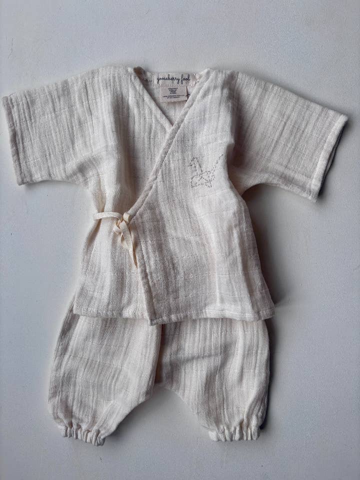 Organic cotton muslin baby pyjamas for wholesale by Gooseberry fool