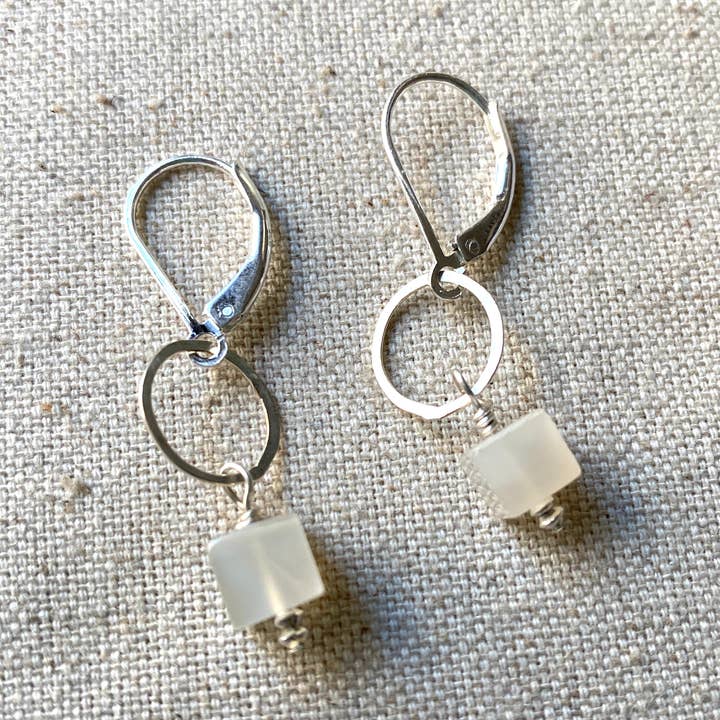 Moonstone Ice cube earrings for wholesale by LA DE DA Jewelry