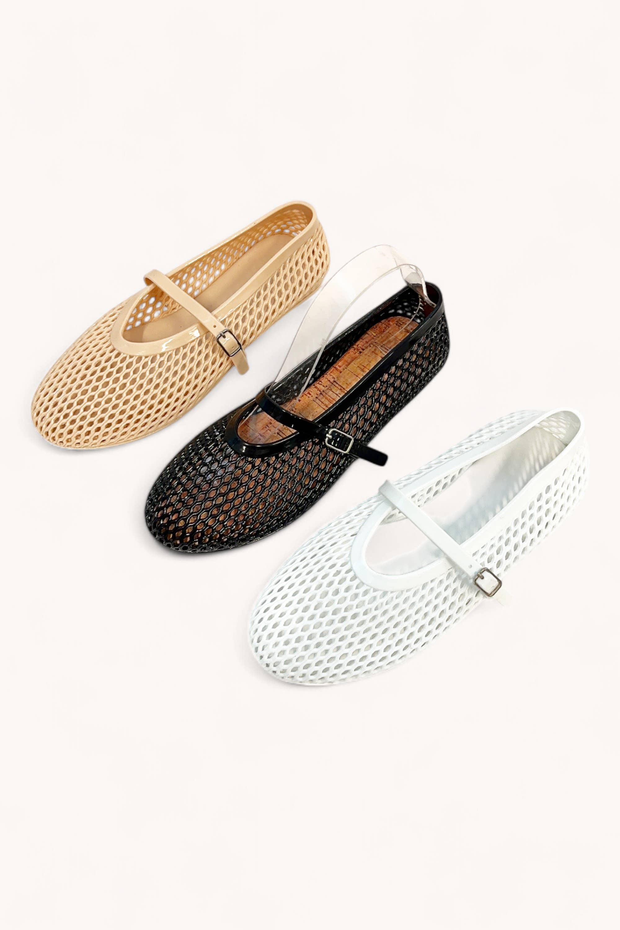 CCOCCI - Vendita all'ingrosso Ballerine - Donna - Ballerine Mary Jane con tomaia in rete intrecciata di PVC jelly3