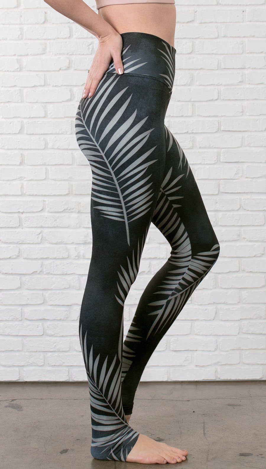 Eagle Rock Werkshop® - Wholesale Athletic/Lounge Leggings - Women's - Black Palms - Buttery Soft Athleisure Leggings5