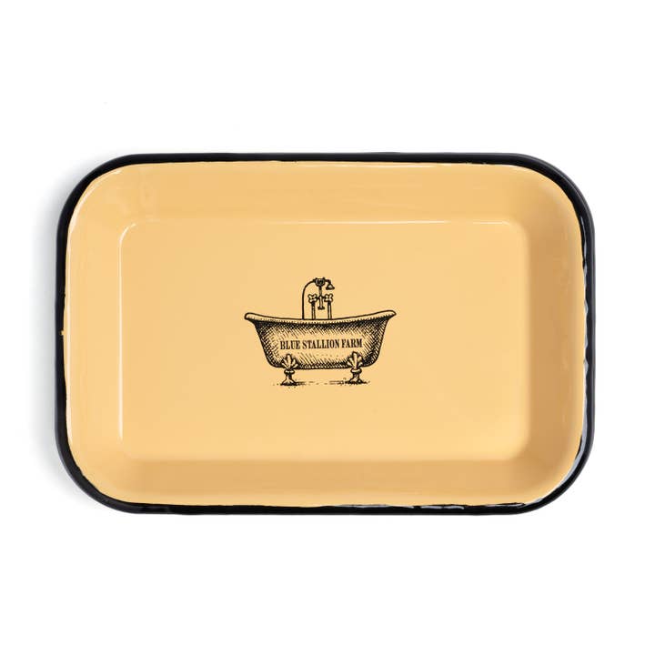 Blue Stallion Farm - Wholesale Bath soap dish - YELLOW ENAMEL BAR SOAP CADDY TRAY