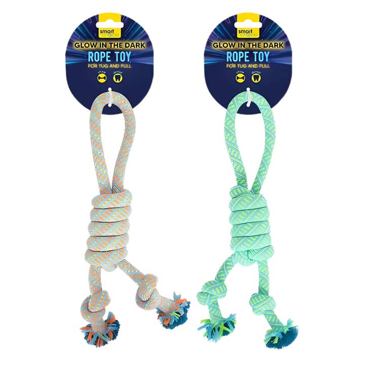 WufWuf & SC Glow in the Dark Dubbele Knoop Touw Hondenspeelgoed voor wholesale door WufWuf
