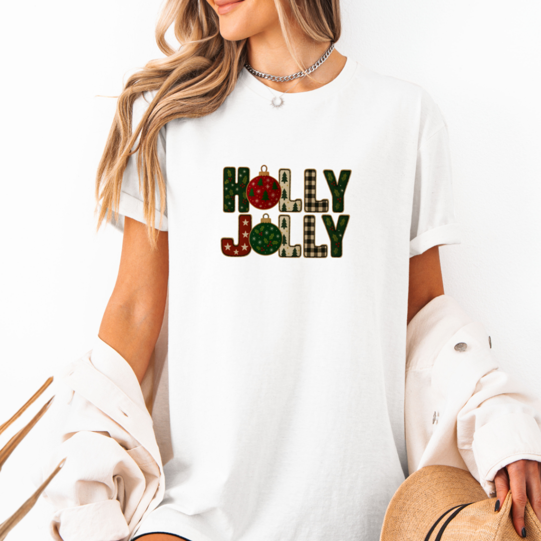 Urban Edge Co. - Wholesale Screen Printed T-Shirt - Women's - Holly Jolly Graphic Quilt Pattern Graphic Tee #21190