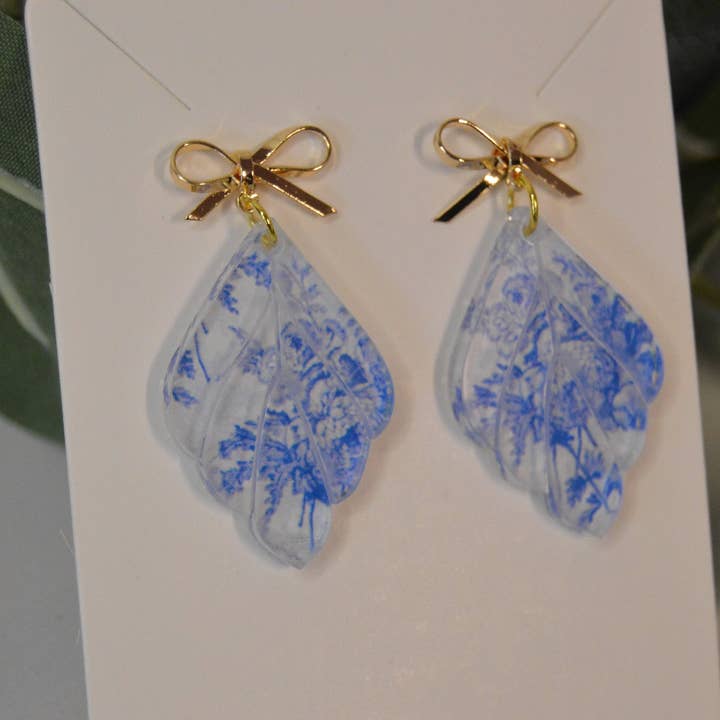 The Adorned Fox – wholesale Hängande örhängen – Blå Chinoiserie Örhängen, Drop örhängen, Dingla Örhängen, S4