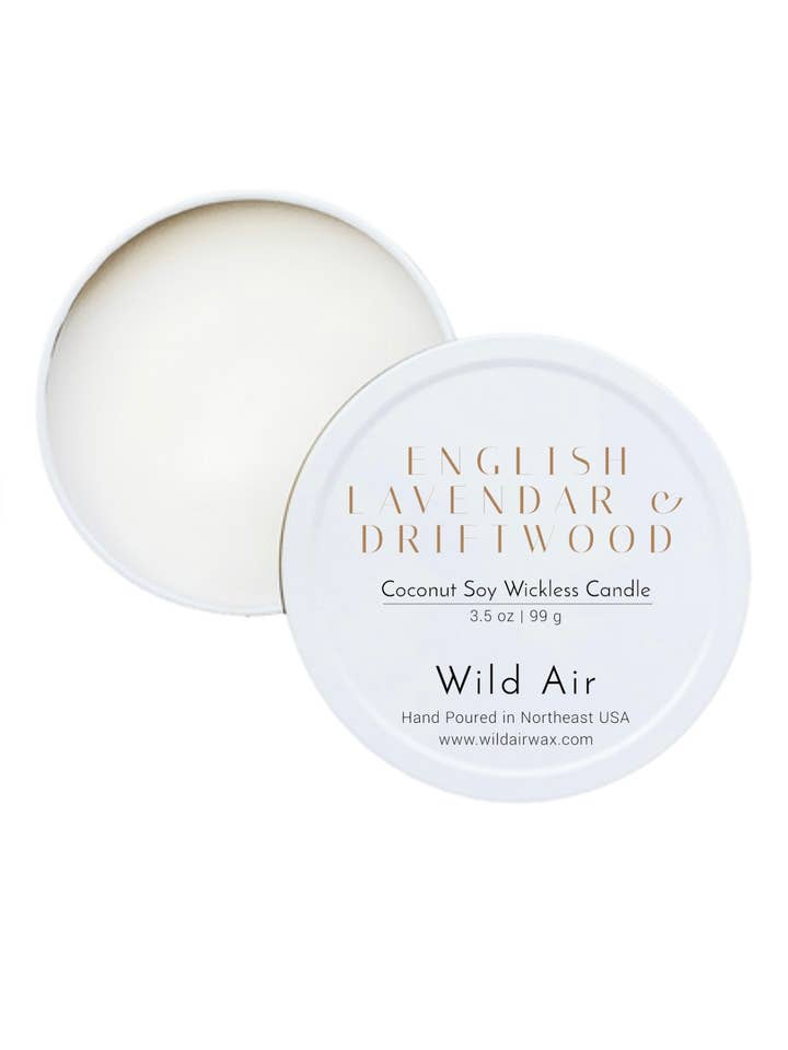 English Lavendar + Driftwood Wickless Candle 3.5 oz for wholesale by Wild Air