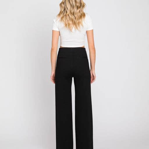 L.T.J Letter to Juliet - Vendita all'ingrosso Pantalone - Donna - TP02716-B PANTALONE NERO PONTE GAMBA LARGA2