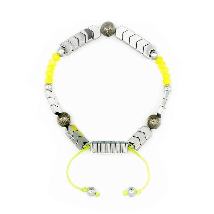 Neon Jade Pyrite and Hematite Bracelet for wholesale by Popvibe