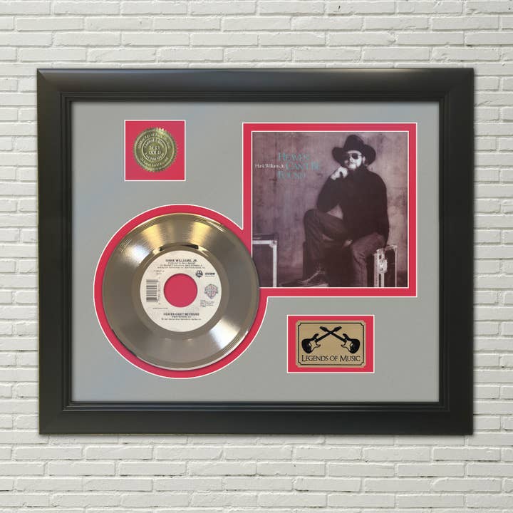 Présentoir doré avec cadre Hank Williams Jr. Heaven Can't Be Found pour la vente par Gold Record Outlet