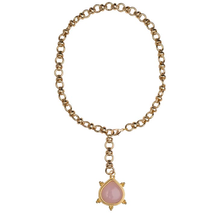 Rose Quartz Cabochon Necklace for wholesale by ali & bird jewelry