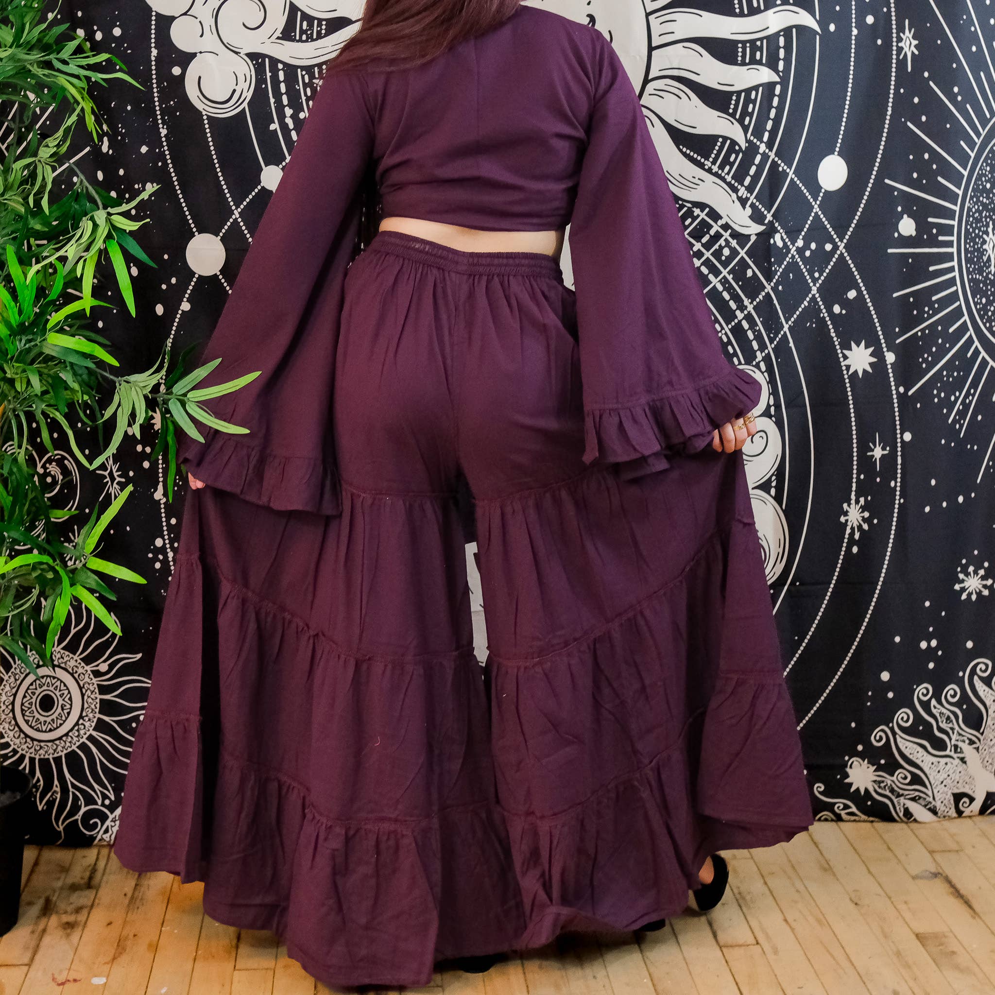 Karma Nepal Crafts - Wholesale Top & Pant Set (NOT Loungewear) - Women's - Cotton Flowy Tiered Pant with Ruffle Sleeve Set19