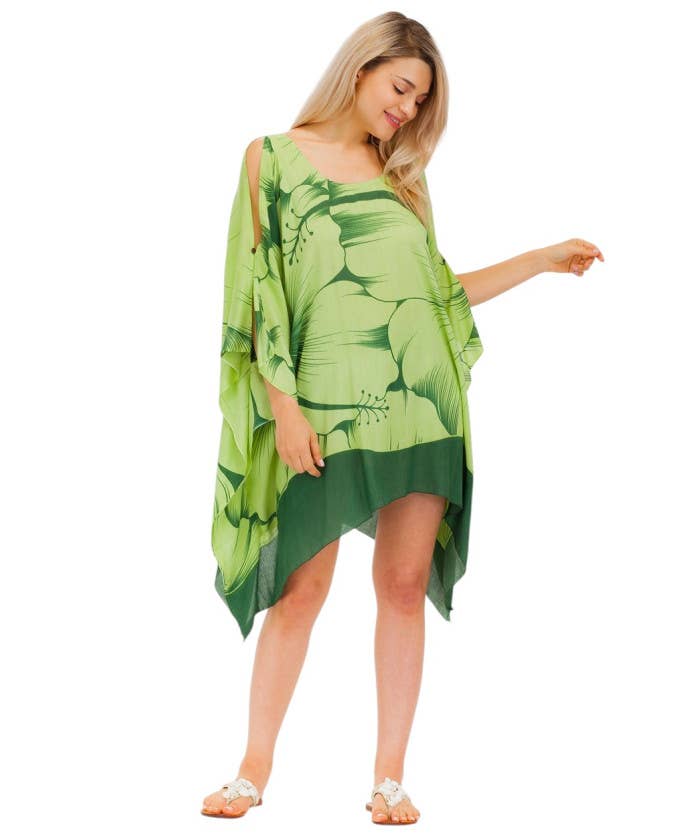 DK Hawaii - Wholesale Dress - Women's - Poncho Dress With Large Hibiscus Flower6