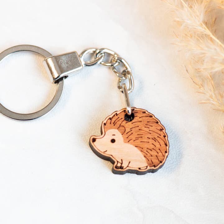 Hedgehog 2 Cherry Wood Keyring - KL20052 for wholesale by Robin Valley