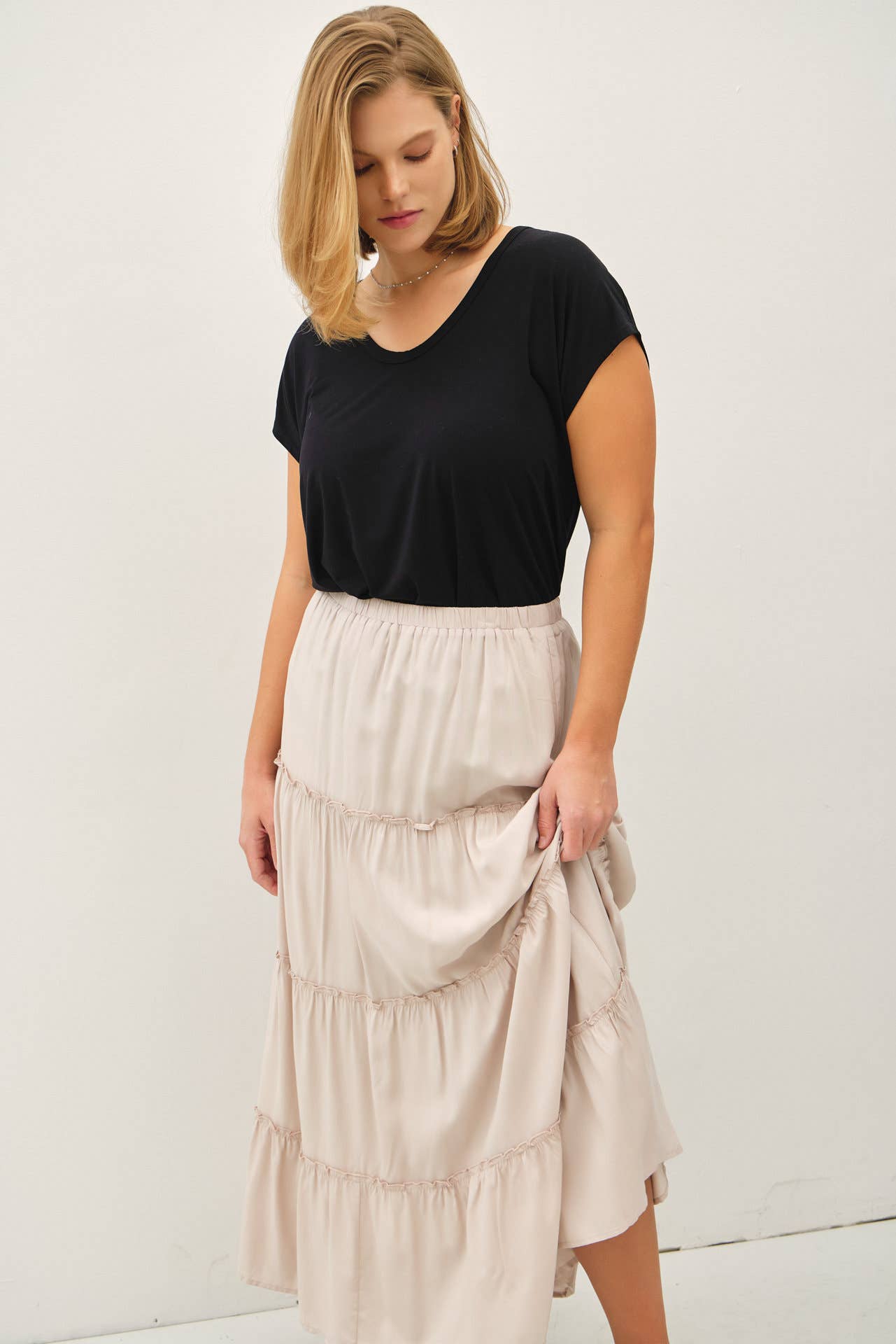 Be Cool - Wholesale Skirt - Women's - PLUS SIZE 4-TIERED MAXI SKIRT5